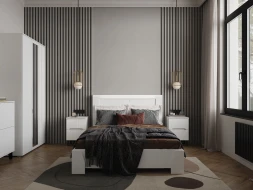 Модульная спальня Ливерпуль, белый/белый глянец