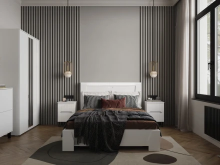 Модульная спальня Ливерпуль, белый/белый глянец 