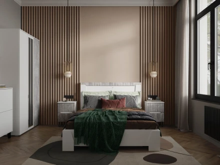 Кровать Ливерпуль, белый/бетон светлый 