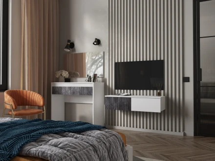 Стол туалетный Ливерпуль, белый/бетон темный 