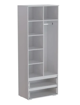 Шкаф двухстворчатый с ящиками Ливерпуль, белый/бетон темный 