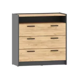Комод Оттавия НМ 011.04, Антрацит/Дуб Крафт Золотой 